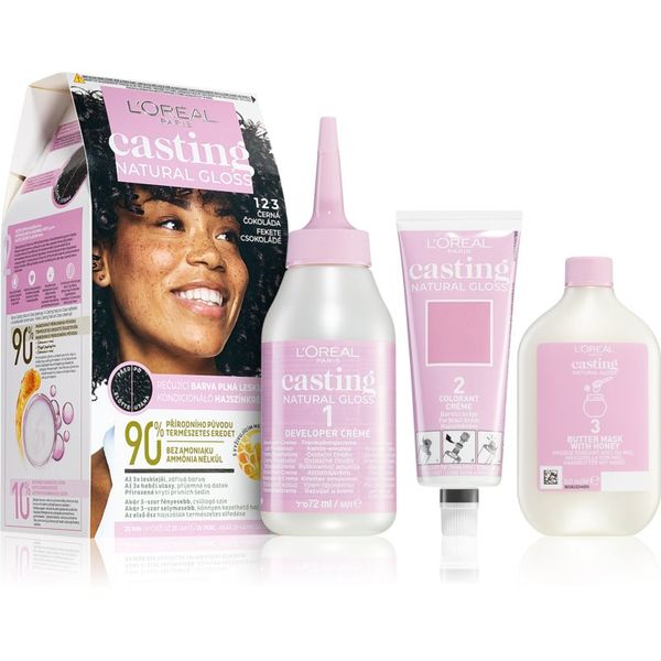 L’Oréal Paris L’Oréal Paris Casting Creme Natural Gloss polutrajna boja za kosu nijansa 123 BLACK GANACHE
