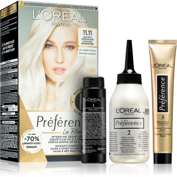 L’Oréal Paris L’Oréal Paris Préférence Le Blonding boja za kosu za posvjetljivanje kose nijansa 11.11 Ultra-Light Cool Crystal Blonde 1 kom