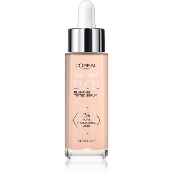L’Oréal Paris L’Oréal Paris True Match Nude Plumping Tinted Serum serum za ujednačavanje tena lica nijansa 1-2 Rosy Light 30 ml