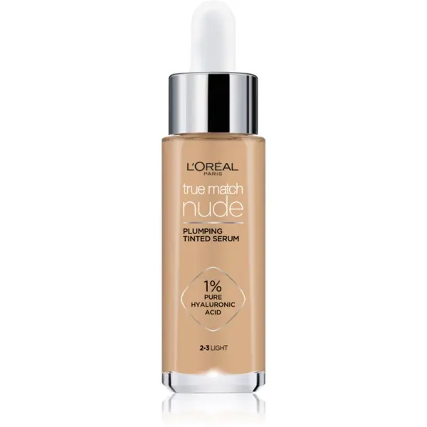 L’Oréal Paris L’Oréal Paris True Match Nude Plumping Tinted Serum serum za ujednačavanje tena lica nijansa 2-3 Light 30 ml