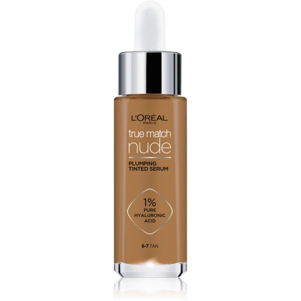L’Oréal Paris L’Oréal Paris True Match Nude Plumping Tinted Serum serum za ujednačavanje tena lica nijansa 6-7 Tan 30 ml