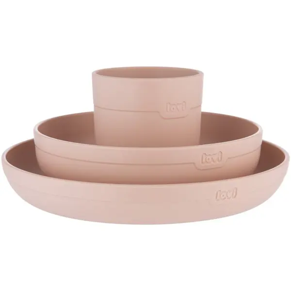 LOVI LOVI Tableware Set with Cup komplet pribora za jelo Nude 3 kom
