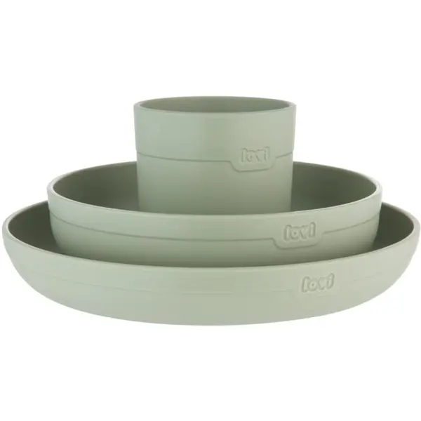 LOVI LOVI Tableware Set with Cup komplet pribora za jelo Pistachio 3 kom