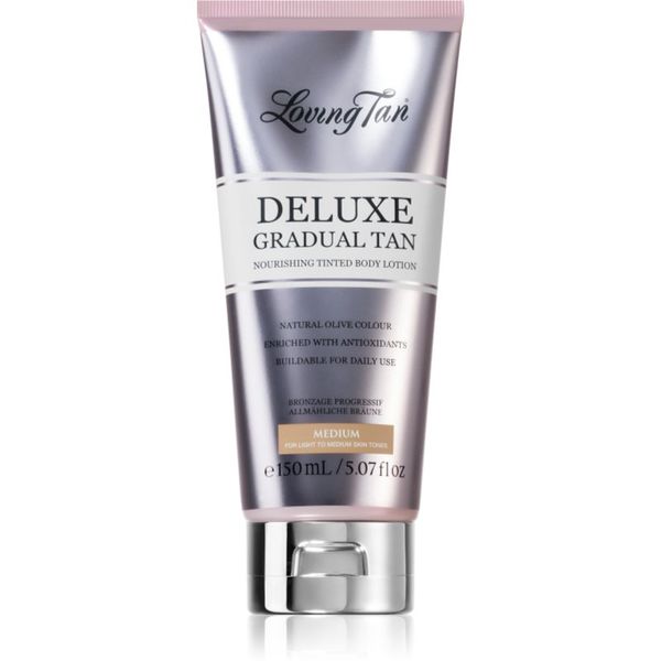 Loving Tan Loving Tan Deluxe Gradual Tan hranjivo mlijeko za tijelo za naglašavanje preplanulosti nijansa Medium 150 ml