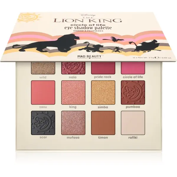 Mad Beauty Mad Beauty Lion King Circle of Life paleta sjenila za oči 12x2.5 g