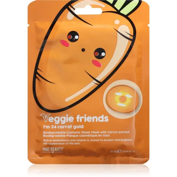 Mad Beauty Mad Beauty Veggie Friends Carrot Sheet maska s posvjetljujućim učinkom 25 ml
