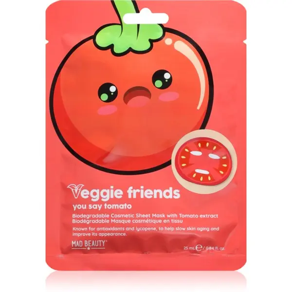 Mad Beauty Mad Beauty Veggie Friends Tomato Sheet maska s antioksidacijskim učinkom 25 ml