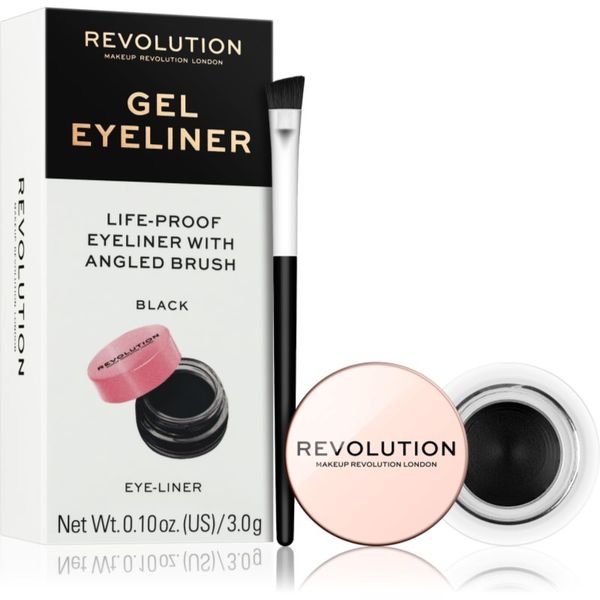 Makeup Revolution Makeup Revolution Gel Eyeliner Pot tuš za oči u gelu s kistom nijansa Black 3 g