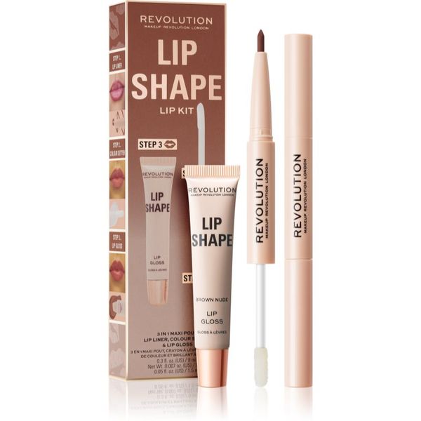 Makeup Revolution Makeup Revolution Lip Shape Kit set za usne nijansa Brown Nude 1 kom