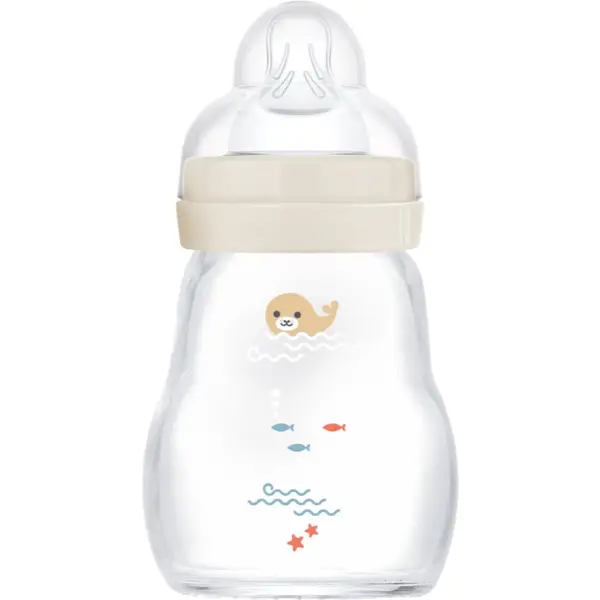 MAM MAM Feel Good Glass Baby Bottle staklena bočica protiv kolika 0m+ Beige 170 ml