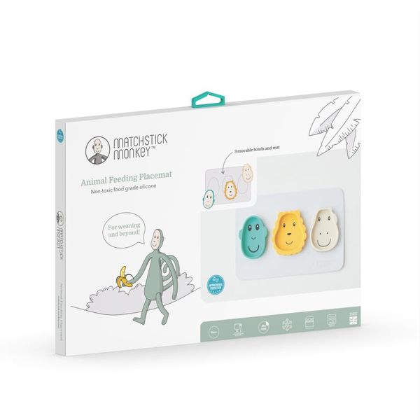 Matchstick Monkey Matchstick Monkey Animal Snack Mat komplet pribora za jelo Monkey, Lion & Giraffe(za djecu)