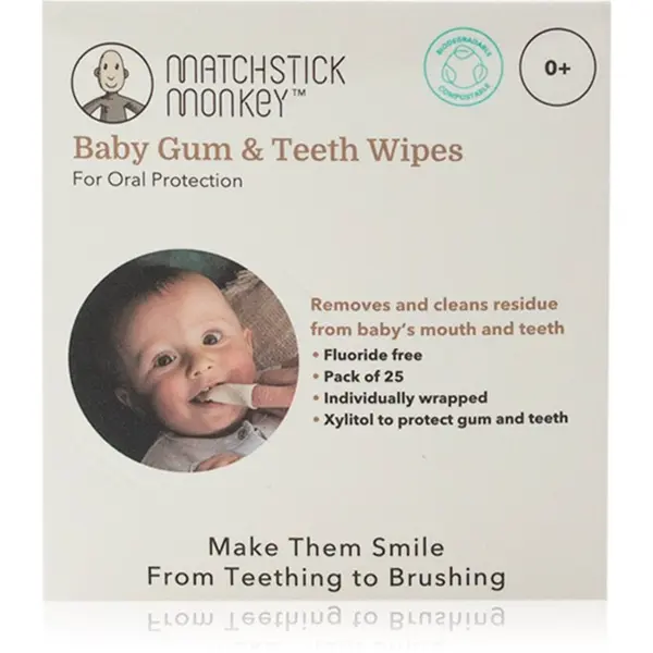 Matchstick Monkey Matchstick Monkey Baby Gum & Teeth Wipes 0 m+ maramice za čišćenje za zube, jezik i desni 1 kom