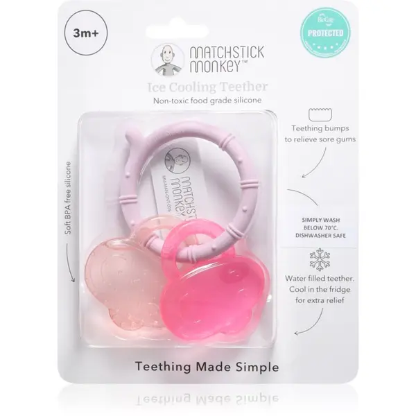 Matchstick Monkey Matchstick Monkey Cooling Teether grickalica za bebe sa učinkom hlađenja Pink/ Dusty Pink 3m+ 1 kom