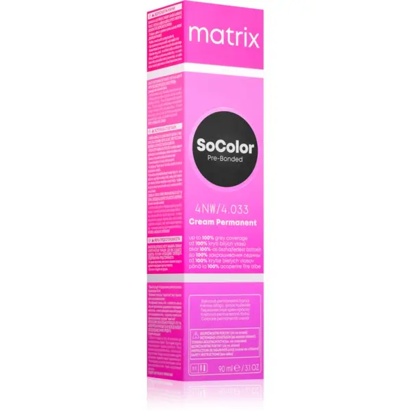 Matrix Matrix SoColor Pre-Bonded trajna boja za kosu za prekrivanje sijedih nijansa 4NW 90 ml