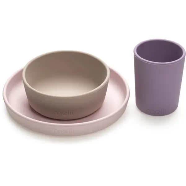 Melii Melii Feeding Set set pribora za jelo Pink, Purple, Grey 3 kom