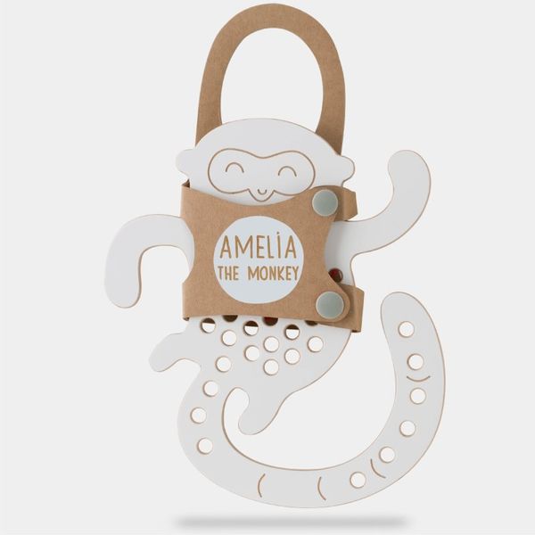 Milin Milin Big Wooden Lacing Toy Monkey Amelia aktivna igračka 20 cm x 17,5 cm x 0,7 cm 1 kom