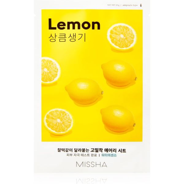 Missha Missha Airy Fit Lemon Sheet maska za posvjetljivanje i vitalnost lica 19 g