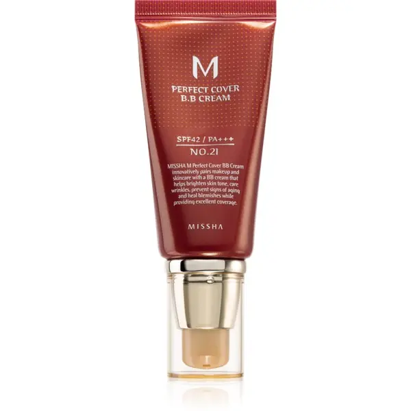 Missha Missha M Perfect Cover BB krema s visokom UV zaštitom nijansa No. 21 Light Beige SPF42/PA+++ 50 ml