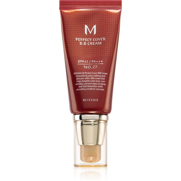 Missha Missha M Perfect Cover BB krema s visokom UV zaštitom nijansa No. 27 Honey Beige SPF42/PA+++ 50 ml