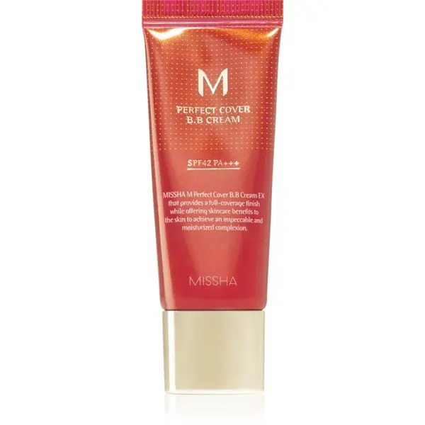 Missha Missha M Perfect Cover BB krema s vrlo visokom UV zaštitom malo pakiranje nijansa No. 13 Bright Beige SPF 42/PA+++ 20 ml