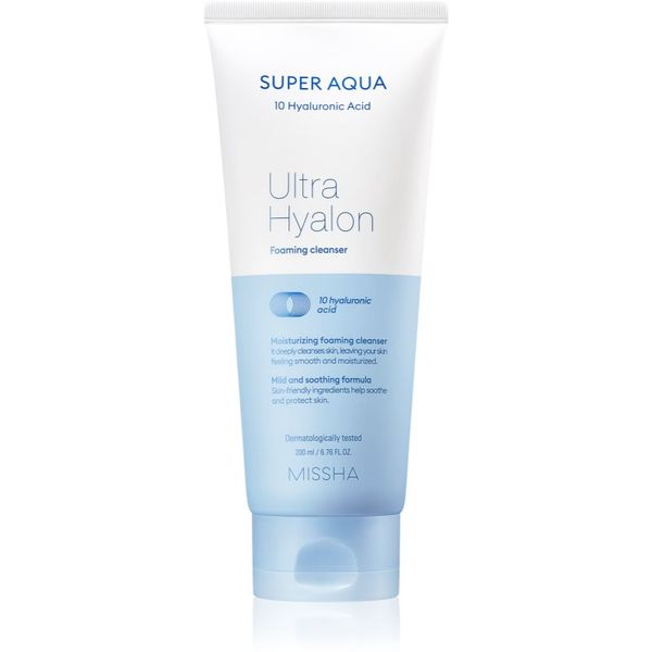 Missha Missha Super Aqua 10 Hyaluronic Acid hidratantna pjena za čišćenje 200 ml