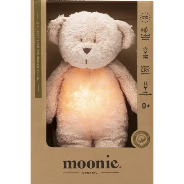 Moonie Moonie Bear 2.0 Organic Rose tješilica s melodijom 1 kom