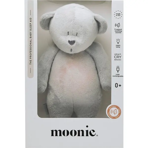 Moonie Moonie Bear 2.0 Organic Silver tješilica s melodijom 1 kom