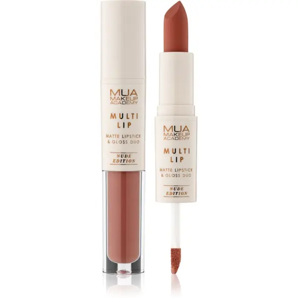 MUA Makeup Academy MUA Makeup Academy Multi Lip Nude Edition dugotrajni ruž i sjajilo za usne duo nijansa Classic 3.2 g