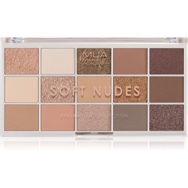MUA Makeup Academy MUA Makeup Academy Professional 15 Shade Palette paleta sjenila za oči nijansa Soft Nudes 12 g
