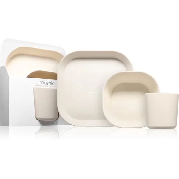 Mushie Mushie Dinnerware Set komplet pribora za jelo za djecu 6m+ Ivory 3 kom