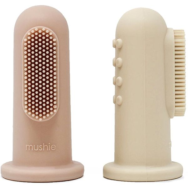 Mushie Mushie Finger Toothbrush dječja četkica za zube na prst Shifting Sand/Blush 2 kom