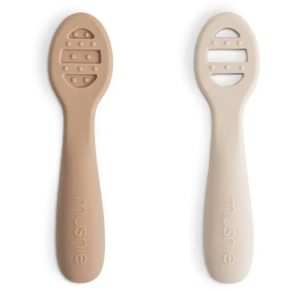 Mushie Mushie First Feeding Baby Spoons žličica Natural/ Shifting Sand 6m+ 2 kom