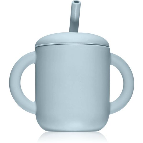 Mushie Mushie Training Cup with Straw šalica sa slamkom Powder-blue 175 ml