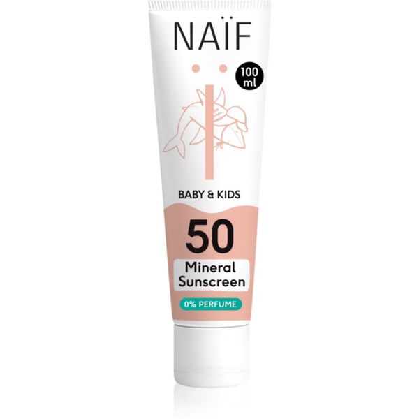 Naif Naif Baby & Kids Mineral Sunscreen SPF 50 0 % Perfume zaštitna krema za sunčanje za bebe i djecu bez mirisa SPF 50 100 ml