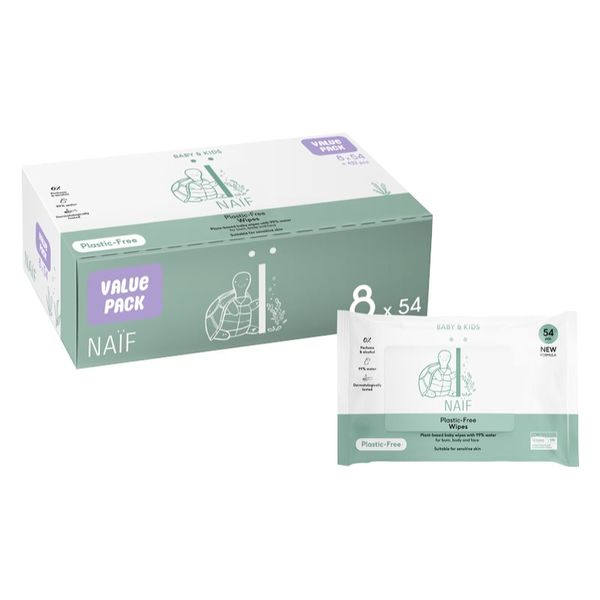 Naif Naif Baby & Kids Plastic Free Wipes vlažne maramice za djecu od rođenja 8x54 kom