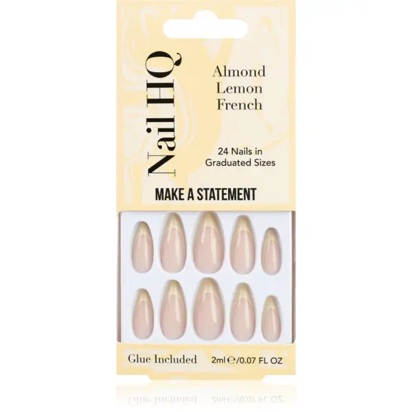 Nail HQ Nail HQ Almond Lemon French Umjetni nokti s ljepilom i aplikatorom 24 kom