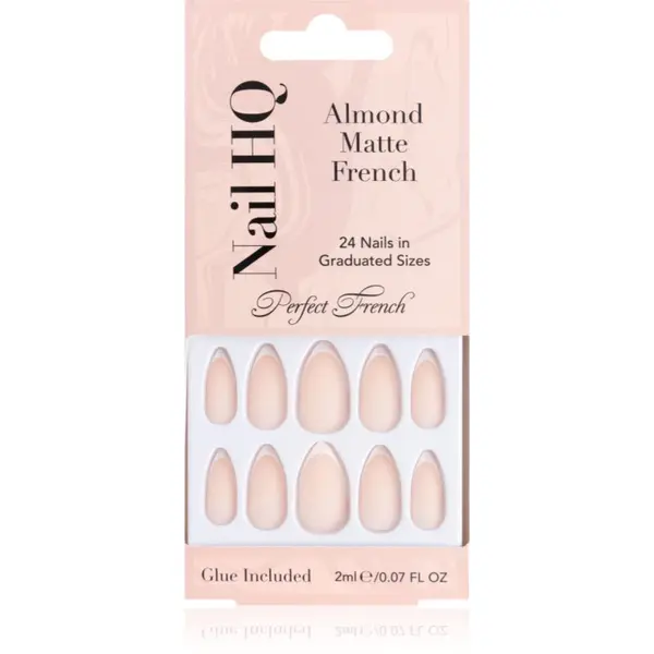 Nail HQ Nail HQ Almond Matte French Umjetni nokti s ljepilom i aplikatorom 24 kom