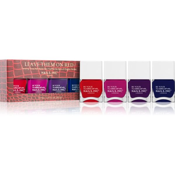 Nails Inc. Nails Inc. Leave Them On Red set lakova za nokte