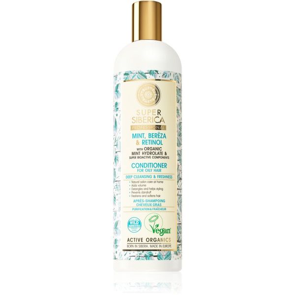 Natura Siberica Natura Siberica Mint, Bereza & Retinol osvježavajući balzam za masnu kosu 400 ml