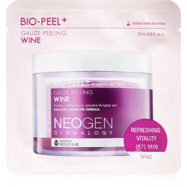 Neogen Dermalogy Neogen Dermalogy Bio-Peel+ Gauze Peeling Wine blazinice za piling lica za zaglađivanje kože lica i smanjenje pora 8 kom