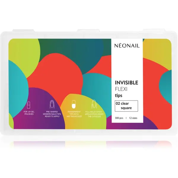 NeoNail NEONAIL Flexi Tips Invisible Umjetni nokti tip 02 Clear Square 300 kom