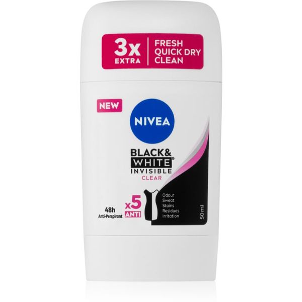 Nivea Nivea Black & White Invisible Clear čvrsti antiperspirant 50 ml