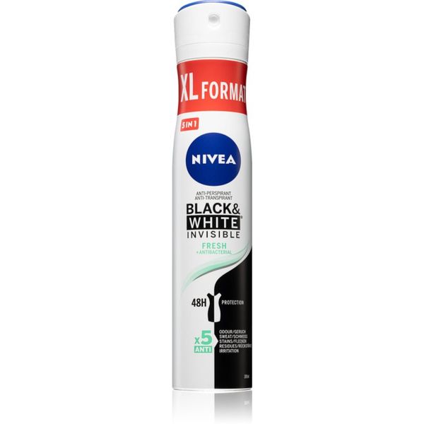 Nivea Nivea Black & White Invisible  Fresh + Antibacterial antiperspirant u spreju za žene 200 ml