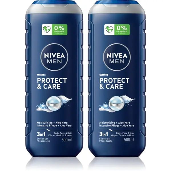 Nivea NIVEA MEN Protect & Care gel za tuširanje za lice, tijelo i kosu ekonomično pakiranje 2 x 500 ml