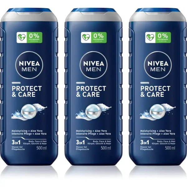Nivea NIVEA MEN Protect & Care gel za tuširanje za muškarce ekonomično pakiranje 3 x 500 ml