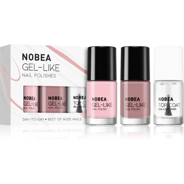 NOBEA NOBEA Day-to-Day 3-Piece Nail Polish set with Top coat set lakova za nokte Best of Nude Nails