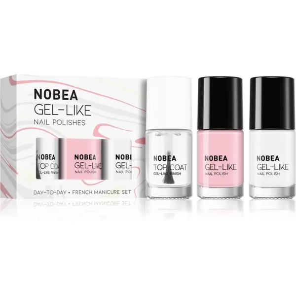 NOBEA NOBEA Day-to-Day 3-Piece Nail Polish set with Top coat set lakova za nokte French manicure set