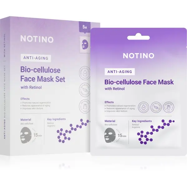 Notino Notino Anti-Aging Bio-Cellulose Face Mask with Retinol set sheet maski protiv bora