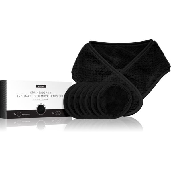Notino Notino Spa Collection Spa headband and make-up removal pads set set za skidanje šminke sa spa trakom za glavu Black 7 kom