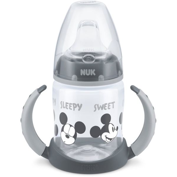 NUK NUK First Choice Mickey Mouse šalica za učenje pijenja s ručkama 6m+ Grey 150 ml